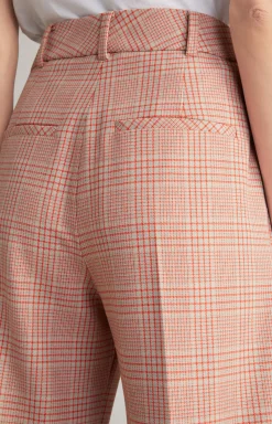 Twill-Hose in Beige/Rot kariert