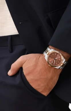 Unisex-Armbanduhr in Silber/Roségold