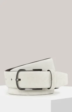 Veloursledergürtel in Hellgrau