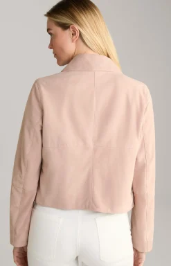 Velours-Lederjacke in Rosé
