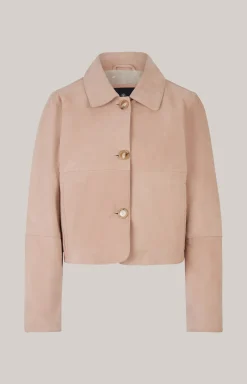 Velours-Lederjacke in Rosé