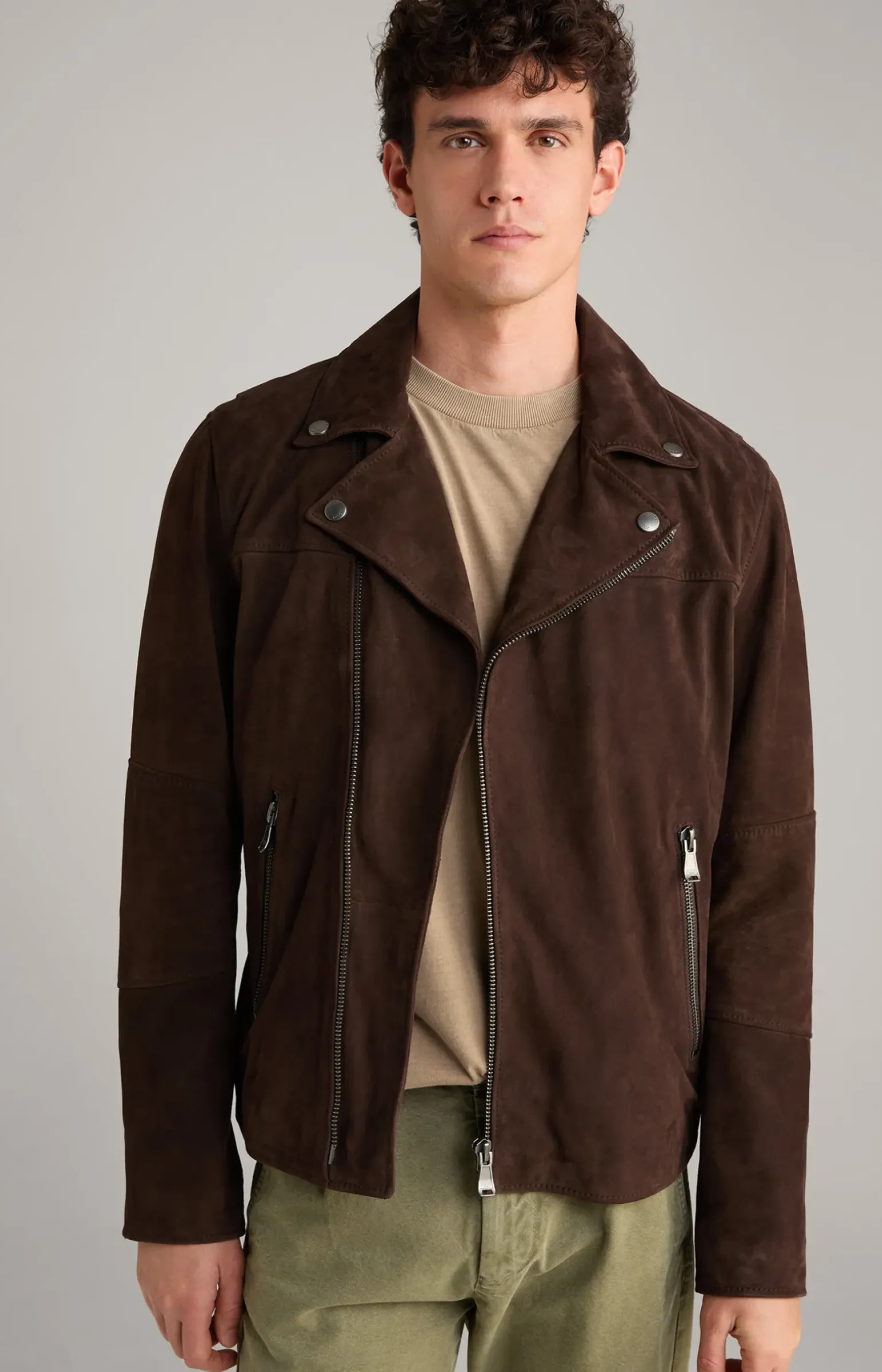 Velours-Lederjacke Lezy in Dunkelbraun