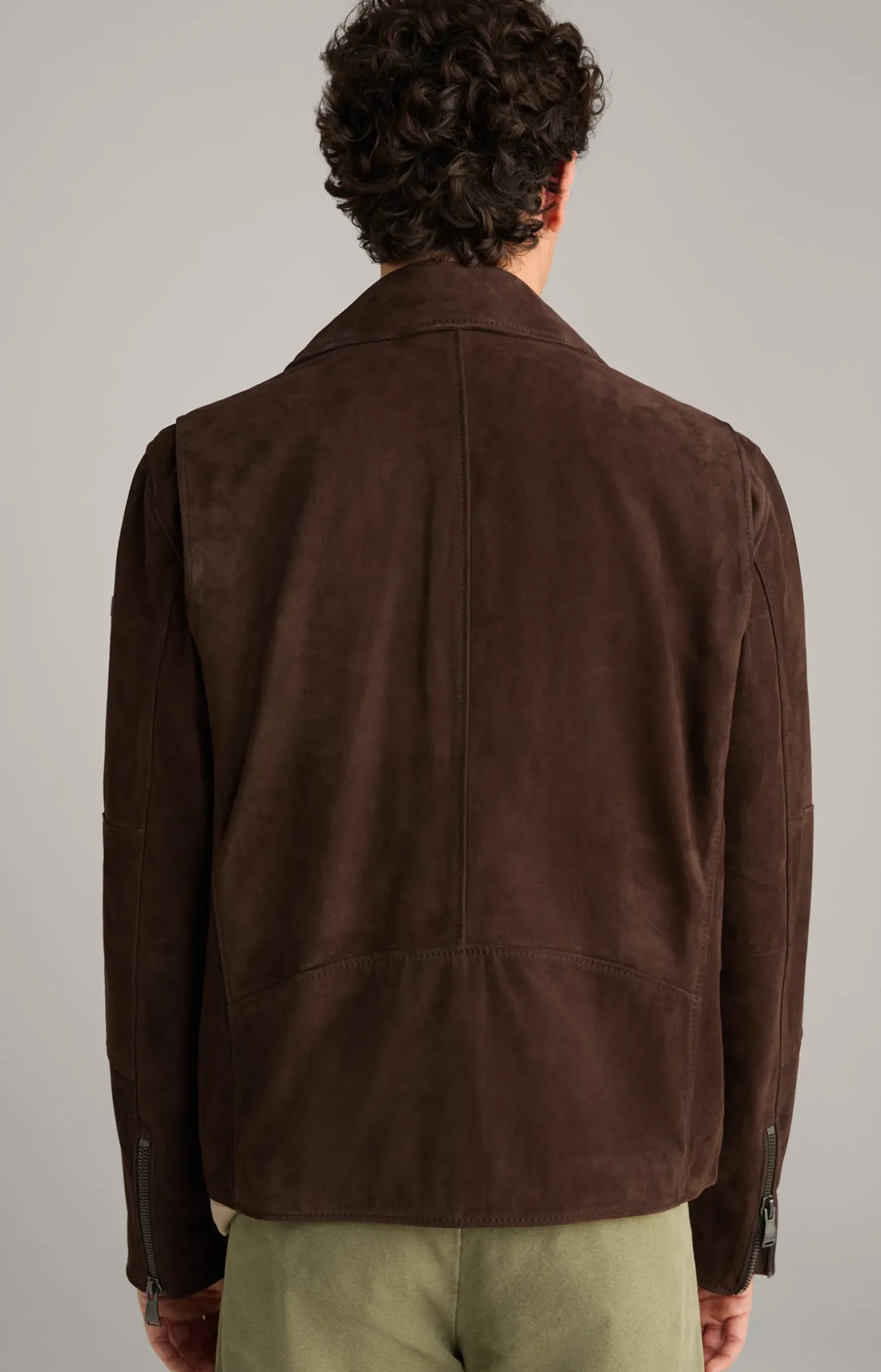 Velours-Lederjacke Lezy in Dunkelbraun