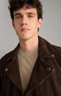 Velours-Lederjacke Lezy in Dunkelbraun