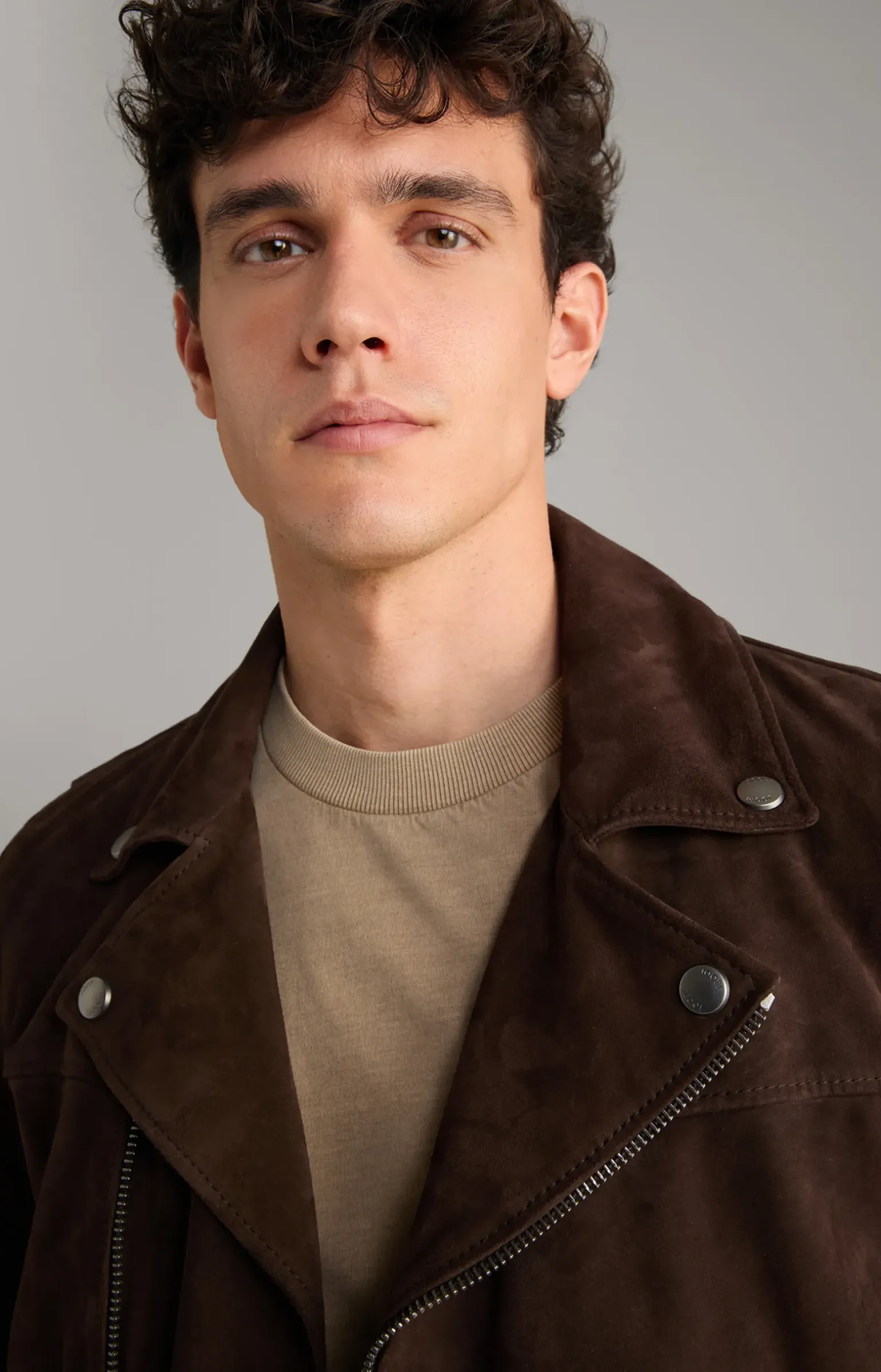 Velours-Lederjacke Lezy in Dunkelbraun