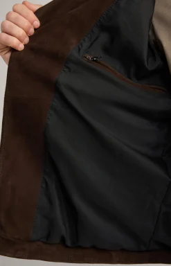 Velours-Lederjacke Lezy in Dunkelbraun