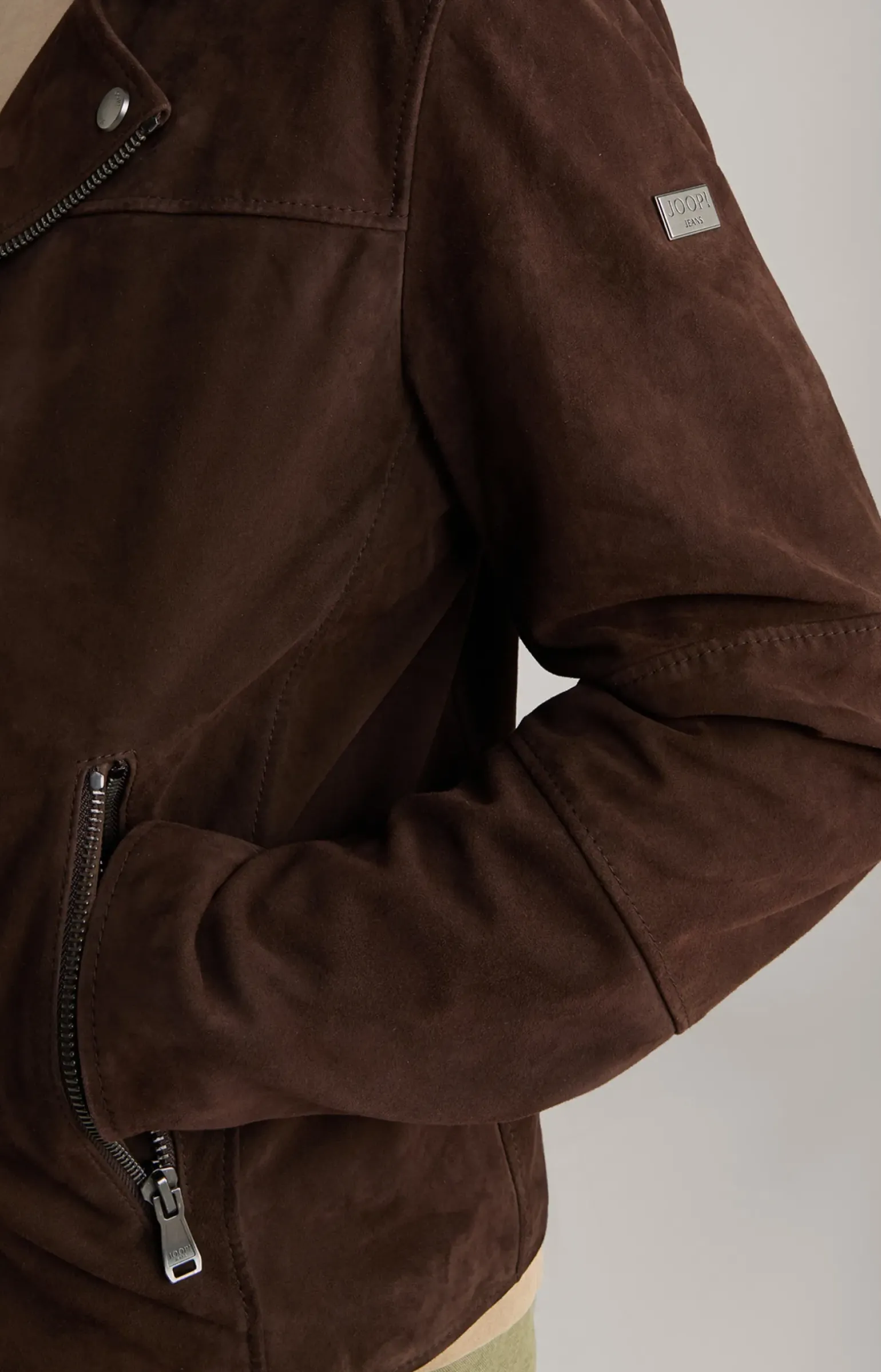 Velours-Lederjacke Lezy in Dunkelbraun