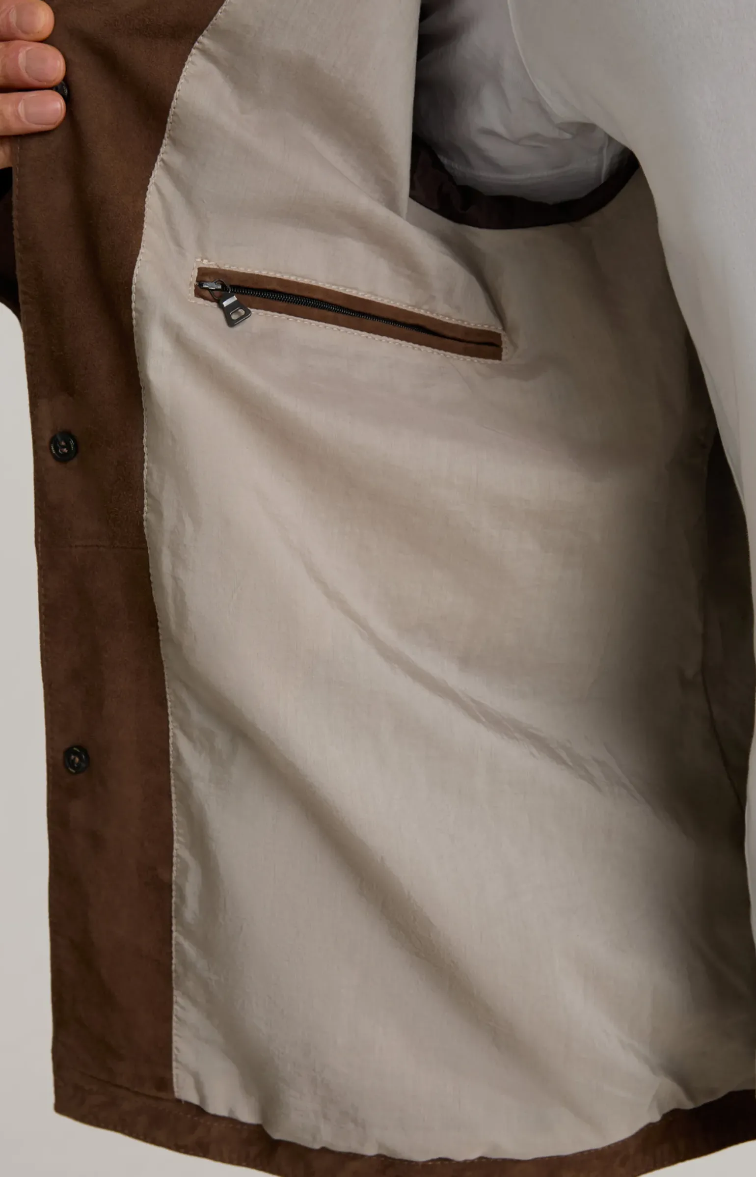 Velours-Lederjacke Zag in Braun