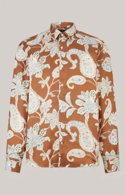 Viskose-Hemd Matty in Kupfer/Ecru