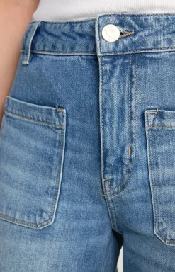 Wide Leg Jeans in Blue Washed