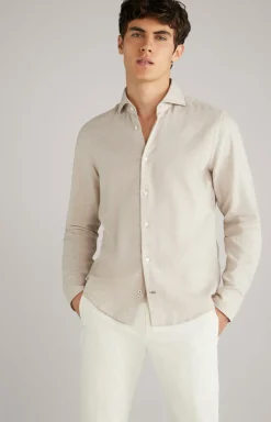 Wollflanell-Hemd Pai in Hellbraun meliert