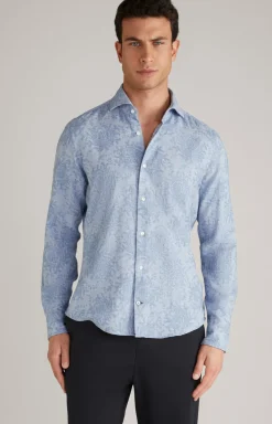 Wool-Mix-Hemd Pai in Blau gemustert