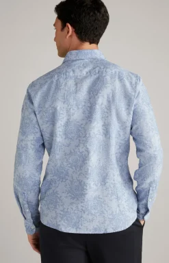 Wool-Mix-Hemd Pai in Blau gemustert