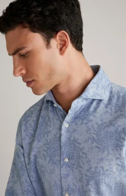 Wool-Mix-Hemd Pai in Blau gemustert