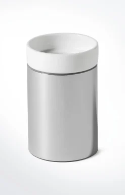 Zahnputzbecher Chromeline, Silber/Weiß