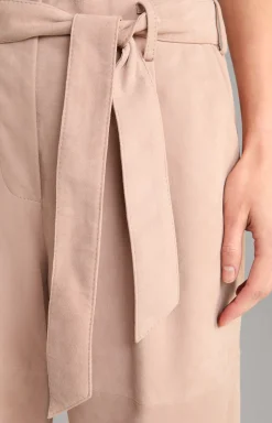 Ziegenvelours-Lederhose in Hellbraun