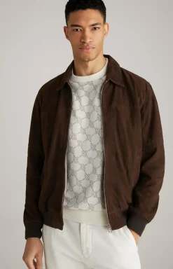 Ziegenvelours-Lederjacke Laup in Dunkelbraun