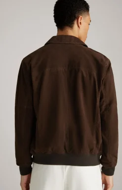 Ziegenvelours-Lederjacke Laup in Dunkelbraun