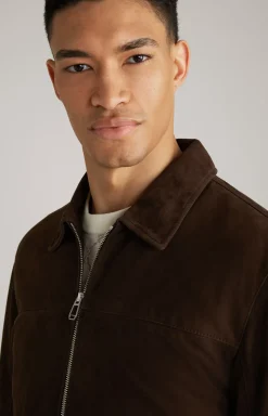 Ziegenvelours-Lederjacke Laup in Dunkelbraun