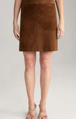 Ziegenvelours-Lederrock in Braun