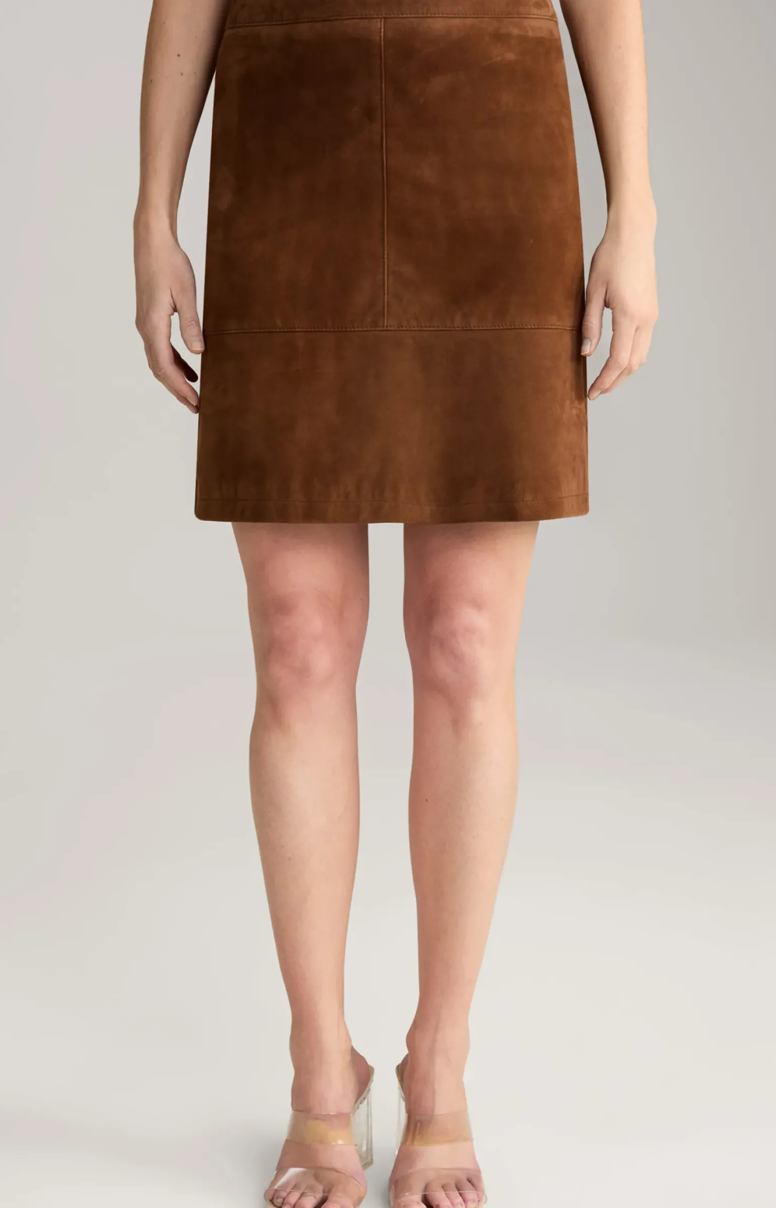 Ziegenvelours-Lederrock in Braun