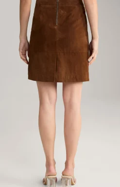 Ziegenvelours-Lederrock in Braun